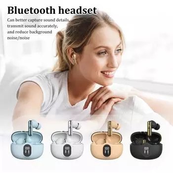 Беспроводные наушники Bluetooth-наушники - 20 часов использования Стерео Bluetooth-наушники Светодиодный дисплей IPX7 Водонепроницаемые наушники-вкладыши One Size чёрный