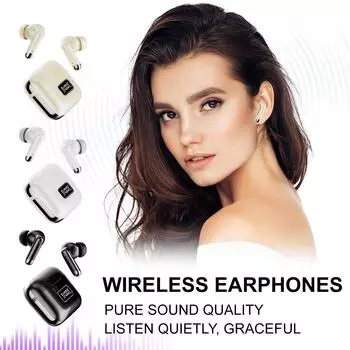 Беспроводные наушники Bluetooth наушники 5.3 стерео бас наушники с шумоподавлением микрофоны 40H Bluetooth наушники со светодиодным дисплеем зарядный чехол One Size чёрный