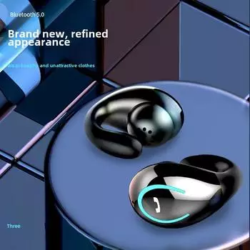 Беспроводные наушники Bluetooth с костной проводимостью, ушная клипса с шумоподавлением, долговечность чёрный