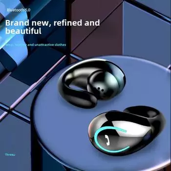 Беспроводные наушники Bluetooth с костной проводимостью, ушная клипса с шумоподавлением, долговечность чёрный