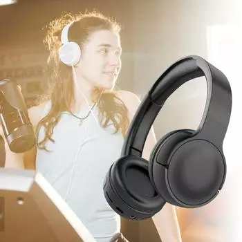 Беспроводные наушники Bluetooth с накладным креплением на голову Гарнитура Bluetooth Компьютер MP3-плеер чёрный