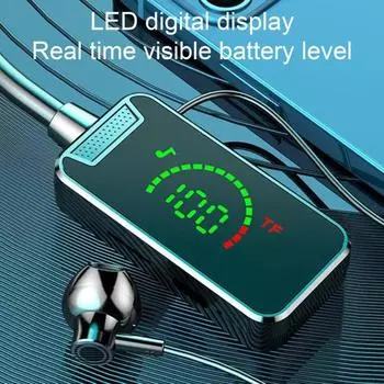 Беспроводные наушники Bluetooth-совместимые подвесные наушники с шейным ободом со светодиодным дисплеем Водонепроницаемые беспроводные наушники с шейным ободом чёрный