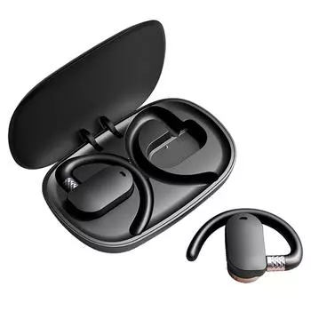 Беспроводные наушники BS08 BT 5.3 с воздушной проводимостью, конструкция без вкладышей, чехол для зарядки в комплекте, IPX7 чёрный