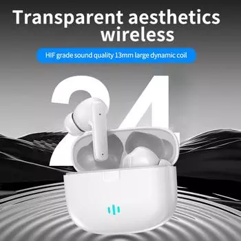 Беспроводные наушники BT 5.4, музыкальные наушники с микрофоном для шумоподавления, устойчивые к поту, спортивная гарнитура белый