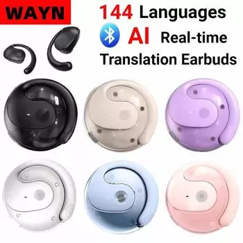 Беспроводные наушники BT AI с функцией перевода в реальном времени, 144 языка, наушники-переводчики для туристического бизнеса чёрный