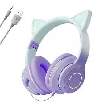Беспроводные наушники Cat Ear Bluetooth Cat Ear с радужным цветом, с закрытым удобным размером, проводные и подарочные наушники на год, 5.1,