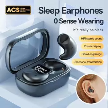Беспроводные наушники для сна TWS Bluetooth 5,3, скрытые наушники, водонепроницаемая спортивная гарнитура с шумоподавлением