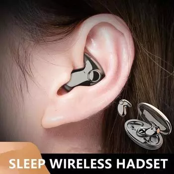 Беспроводные наушники для сна — ультратонкий дизайн, двойной микрофон с шумоподавлением, низкая задержка, внутриканальные спортивные наушники с сабвуфером, подходящие для игр чёрный