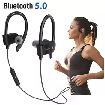 Беспроводные наушники Earloop Ear Hook Earbuds Wireless Bluetooth Headset Handsfree Neckband With Mic Bluetooth Earphones чёрный