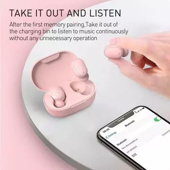 Беспроводные наушники Earpods Bluetooth 5.0 розовый