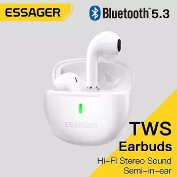 Беспроводные наушники Essager Bluetooth 5,3 TWS, мини-наушники с зарядным чехлом, микрофонные полувкладыши для всех телефонов фиолетовый