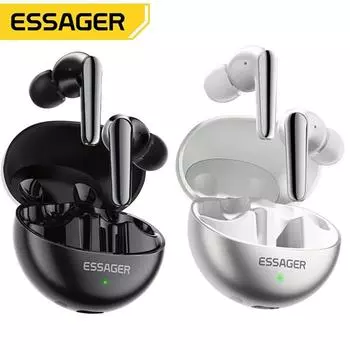Беспроводные наушники Essager TWS с двойным шумоподавлением, сенсорное управление, Bluetooth, совместимый 5.3, с микрофоном для iPhone Android чёрный