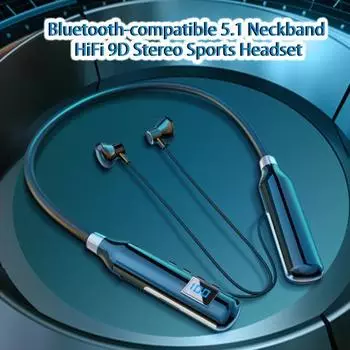 Беспроводные наушники Hifi со встроенным Bluetooth-совместимым эффектом, светодиодным дисплеем Type-C, 8-канальным стерео с быстрой зарядкой и шейным ободом 5.1 чёрный