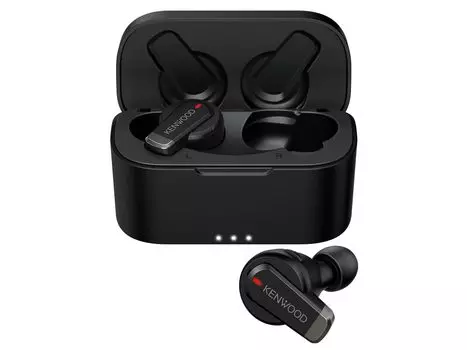 Беспроводные наушники JVC KENWOOD Bluetooth с шумоподавлением, черные, до 21 часа воспроизведения, внешний звукозаписывающий приемник, низкая задержка, наклейка в комплекте KH-BIZ70T-BA
