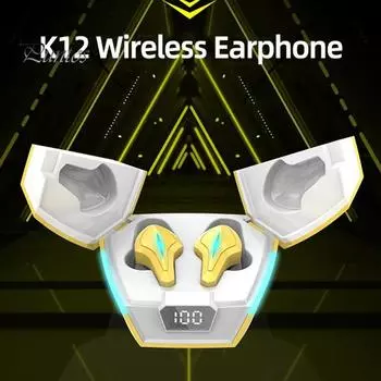 Беспроводные наушники K12 с высококачественным чувствительным цифровым дисплеем, совместимым с Bluetooth, 5.0, мини-наушники-вкладыши для занятий спортом розовый