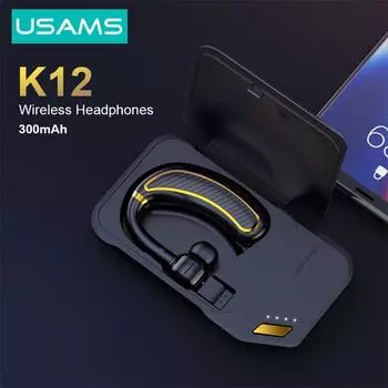 Беспроводные наушники K21 Bluetooth-гарнитура с крючками для ушей Спортивные наушники для телефона с громкой связью Наушники с зарядным устройством Регулятор громкости Earphone чёрный