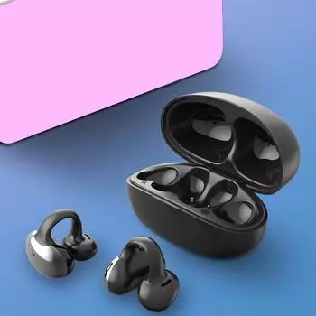 Беспроводные наушники-клипсы Bluetooth 5.3 водонепроницаемые интеллектуальные шумоподавляющие наушники с костной проводимостью черные