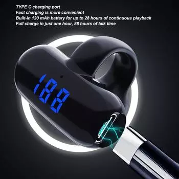 Беспроводные наушники-клипсы с открытым ухом Bluetooth 5.2 с костной проводимостью, безболезненные, сверхдлительное время ожидания, спортивные наушники-клипсы с цифровым дисплеем