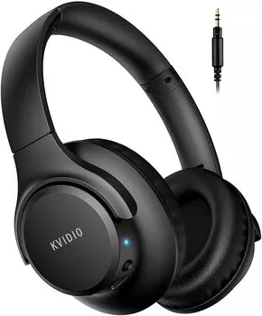 Беспроводные наушники KVIDIO Bluetooth 65 часов воспроизведения Наушники 40 мм HD драйвер Наушники-вкладыши Наушники с микрофоном Проводные беспроводные двойные чёрный