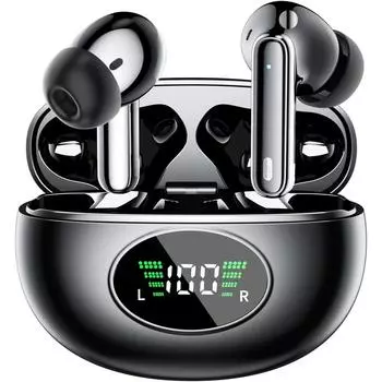 Беспроводные наушники, наушники Bluetooth 5.4, басовый стереозвук, 48 часов воспроизведения, водонепроницаемые наушники-вкладыши с шумоподавлением IPX7 для iPhone/Android