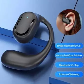 Беспроводные наушники No Pain Bluetooth5.3 с ушным крючком, водонепроницаемая спортивная гарнитура, бизнес-наушники с одним ухом и громкой связью для звонков