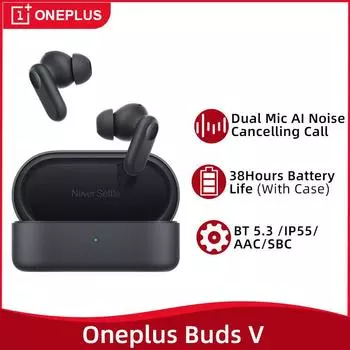 Беспроводные наушники Oneplus Buds V True с искусственным интеллектом и шумоподавлением, Bluetooth 5,3, срок службы батареи 38 часов, IP55, наушники для Oneplus 12 12R