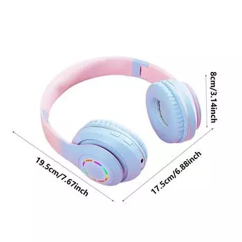 Беспроводные наушники Over Ear 5.3 игровые беспроводные наушники со светодиодной подсветкой гарнитура с низкой задержкой для ПК портативные игровые наушники синий