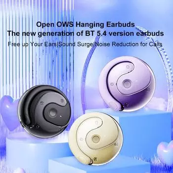 Беспроводные наушники OWS Stereo Sound BT5.4 Наушники IPX5 Водонепроницаемый эргономичный дизайн Открытые накладные наушники бежевый