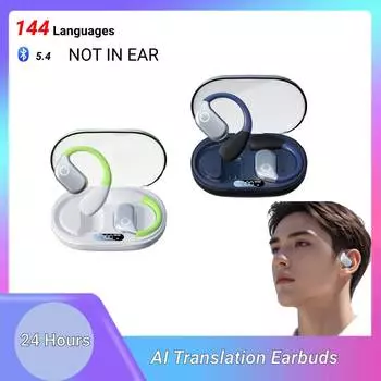 Беспроводные наушники-переводчики BT Smart AI Real-time Translators Headphone 144 Languages HD Voice High-Tochity Translates Device белый