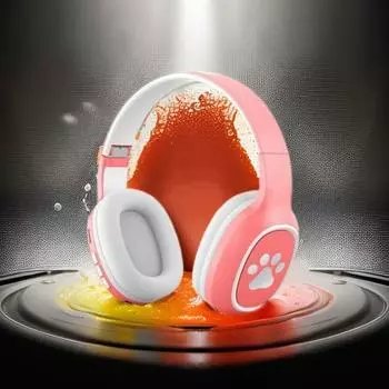 Беспроводные наушники с активным шумоподавлением, поддержка карт памяти HiFi со звуком, складные Bluetooth-совместимые гарнитуры 5.3 розовый