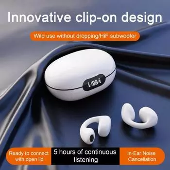 Беспроводные наушники с костной проводимостью и микрофоном, светодиодный дисплей, яркий стереозвук, спортивная гарнитура абрикосовый