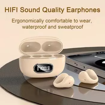 Беспроводные наушники с микрофоном, совместимым с HD, совместимым с Bluetooth, 5.3-чиповым светодиодным дисплеем, шумоподавлением, ушными вкладышами чёрный