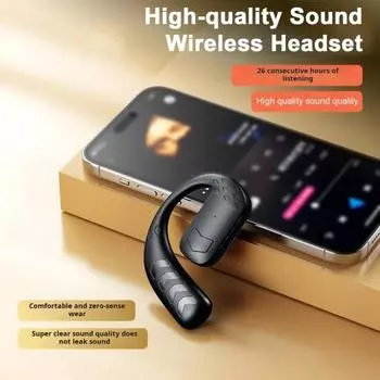 Беспроводные наушники с поддержкой Bluetooth, стереозвук, мощные басы, конструкция с заушным креплением, стабильное соединение, спортивные наушники-вкладыши чёрный