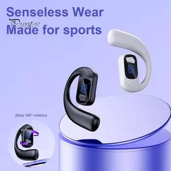 Беспроводные наушники с поддержкой Bluetooth, стереозвук, мощные басы, конструкция с заушным креплением, стабильное соединение, спортивные наушники-вкладыши чёрный