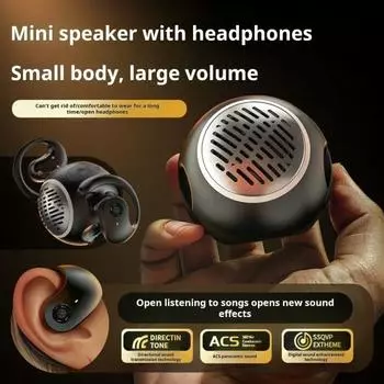 Беспроводные наушники с поддержкой Bluetooth, стереозвук, шумоподавление, универсальные игровые наушники 2 в 1, портативный мини-динамик фиолетовый