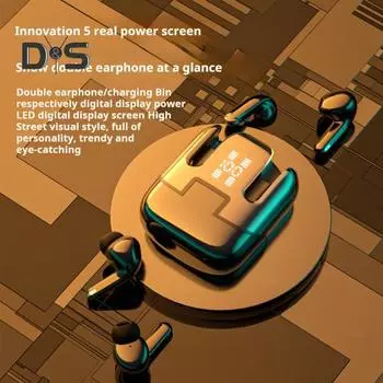 Беспроводные наушники с поддержкой Bluetooth, светодиодный дисплей, стереозвук, шумоподавление, водонепроницаемые наушники-вкладыши, гарнитура с сенсорным управлением чёрный