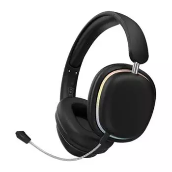 Беспроводные наушники с RGB подсветкой, легкие складные игровые наушники Bluetooth 5.3 с микрофоном светло-розовый