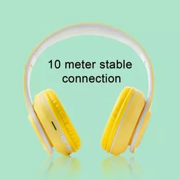 Беспроводные наушники с RGB-подсветкой Стабильное соединение Шумоподавление с низкой задержкой Глубокие басы Bluetooth-совместимые полноразмерные наушники жёлтый