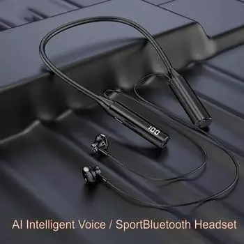 Беспроводные наушники с шейным ободом Bluetooth 5.3 Наушники HiFi стерео шумоподавление Гарнитуры LED AI Assistant Водонепроницаемые наушники