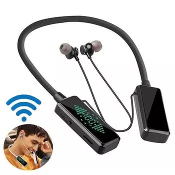 Беспроводные наушники с шейным ремешком Bluetooth5.3, безболезненное ношение, висячие наушники-вкладыши, стереонаушники с микрофоном для вождения, бега, гарнитура