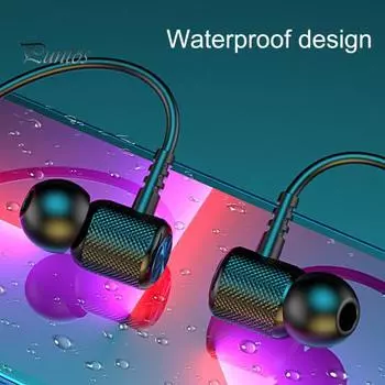 Беспроводные наушники с высокой точностью интеллектуального шумоподавления IPX5 водонепроницаемые совместимые с Bluetooth 5.2 шейный ободок стерео спортивные наушники для занятий спортом чёрный