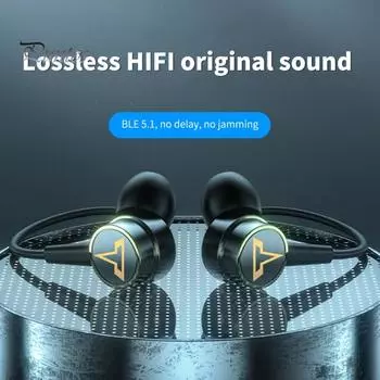 Беспроводные наушники с высокой точностью воспроизведения звука, интеллектуальным шумоподавлением IPX5, водонепроницаемые, совместимые с Bluetooth, 5.1-канальные спортивные стереонаушники с шейным ободом для занятий спортом зелёный