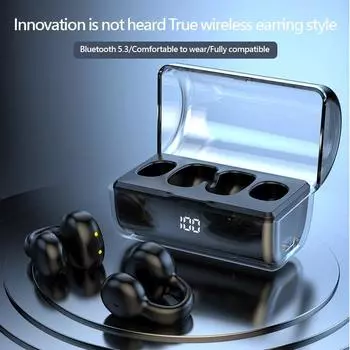 Беспроводные наушники с зажимом для ушей, безболезненное ношение спортивных музыкальных наушников с шумоподавлением, Bluetooth 5,3, гарнитура, водонепроницаемые наушники IPX5