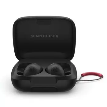 Беспроводные наушники Sennheiser MOMENTUM Sport Black с высокопроизводительным драйвером, 24-часовым воспроизведением, гибридным адаптивным шумоподавлением и захватом окружающего звука чёрный