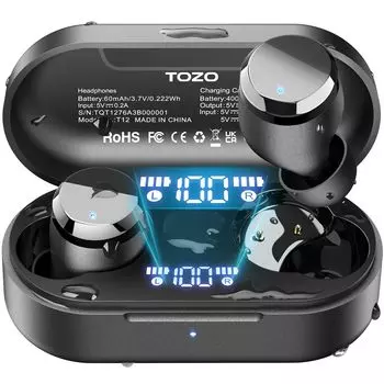 Беспроводные наушники TOZO Tonal Dots, новая версия, Bluetooth, ENC, шумоподавление, специальное приложение, светодиодный дисплей, уровень заряда батареи, часы работы от музыки и водонепроницаемость