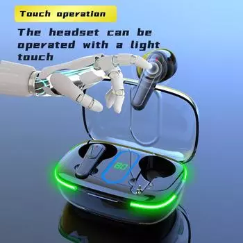 Беспроводные наушники TWS Bluetooth 5.3 Наушники с сенсорным управлением Спортивные наушники Микрофон работает на всех смартфонах Музыкальная гарнитура белый