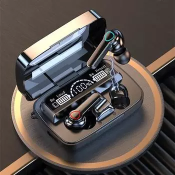 Беспроводные наушники TWS, Bluetooth-совместимые водонепроницаемые стереонаушники, гарнитуры с микрофоном, зарядное устройство 2000 мАч чёрный