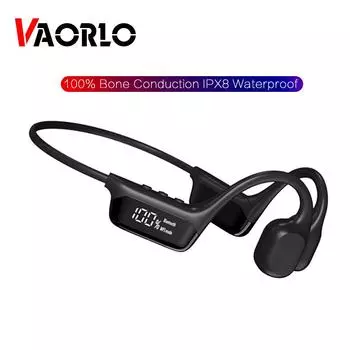 Беспроводные наушники VAOLRO с костной проводимостью, цифровой дисплей, IPX8, водонепроницаемый шумоподавление, Hi-Fi сабвуфер, музыка с HD-микрофоном для всех смартфонов чёрный