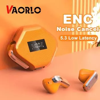 Беспроводные наушники VAORLO ENC с шумоподавлением, Bluetooth 5,3, наушники с низкой задержкой и HD-микрофоном, сабвуфер, Hi-Fi стерео Muisc