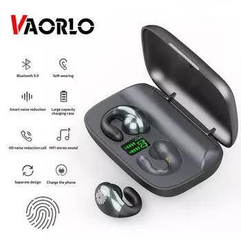 Беспроводные наушники VAORLO с костной проводимостью, сенсорное управление, стерео музыка, Nosie Cancel, Hi-Fi музыка с HD-микрофоном для всех смартфонов чёрный